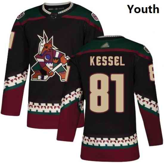 Coyotes #81 Phil Kessel Black Alternate Authentic Stitched Youth Hockey Jersey